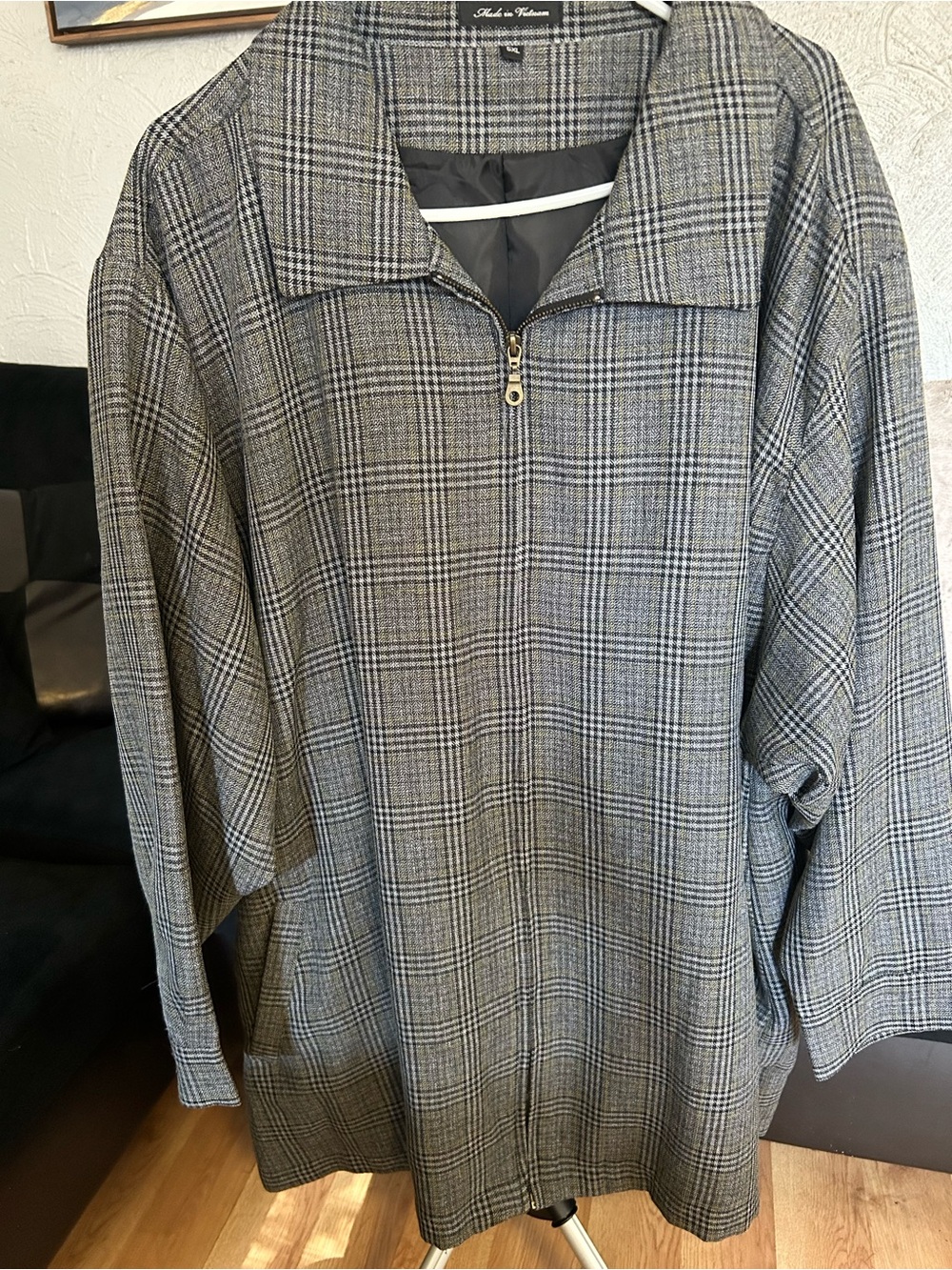 Men's Gray Glen Plaid Zip-Front Jacket with Trousers